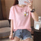 Korean T-Shirt Women Short Sleeve Summer Round-Neck Printed Casual Half Sleeved Loose All-Matching Tops T-Shirt