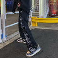 High Street Pants INS Trendy Straight Cashew Flowers Spliced Sporty Matching Pants