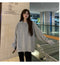 IMG 117 of Blue oversizeSweatshirt Women Loose bfLazy insLong Sleeved Tops Thin Outerwear