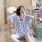 Silk Pajamas Women Summer Thin Short Sleeve Pants Sets Sweet Look Lace Princess Loungewear Sleepwear