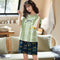 Student Pajamas Women Cotton Summer Minimalist Short Sleeve Shorts Adorable Loungewear Sleepwear