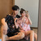 Couple Pajamas Silk Summer Short Sleeve Women Korean Sets Men Thin Plus Size Loose Loungewear Sleepwear