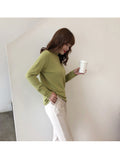 IMG 104 of Thin Sweater Women Undershirt Korean Loose Popular Solid Colored Tops Outerwear