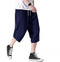 Summer Men Loose Cotton Blend Cropped Pants Casual Yoga Shorts Pocket Plus Size Pants