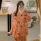 insPajamas Women Korean Sweet Look Adorable Popular Long Sleeved Cardigan Teens Casual Pants Loungewear Sets Sleepwear