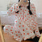 Pajamas Women Long Sleeved Cardigan Two-Piece Sets Japanese INS Strawberry Adorable Student Loungewear Outdoor Sleepwear