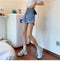 IMG 116 of Denim Pants Shorts Women Summer High Waist Slim Look Wide Leg A-Line Straight Loose insPants Shorts