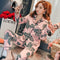 Streaming Popular Casual Pajamas Women Cardigan Sleeve Length Pants Europe Loungewear Sets Sleepwear