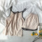 Korea INS Silk Color-Matching V-Neck Strap Short Pants Sets Pajamas Women Summer Thin Loose Loungewear Sleepwear