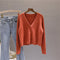 All-Matching Short Matching Loose Popular Long Sleeved V-Neck Sweater Cardigan Tops Women Outerwear