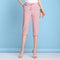 Img 1 - Ice Silk Cotton Blend Women Summer Three Quarter Casual Loose Slim-Look Ankle-Length Carrot Pants