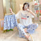 Img 1 - Southeast Asia Pajamas Women Summer Short Sleeve Long Pants Thin Three-Piece Loose Plus Size Adorable Cartoon Loungewear