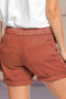 IMG 107 of Summer Solid Colored Straight Casual Pants Women Europe Lace Pocket Loose High Waist Shorts
