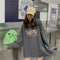 IMG 125 of Thin BFLoose Mid-Length Student Long Sleeved Sweatshirt Women Alphabets Printed Tops Outerwear