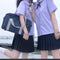 IMG 105 of Thailand Round-Neck jkUniform Women Inspired Mauve Short Sleeve Shirt First-Love Student Skirt