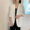 IMG 135 of Blazer Women Summer Korean Casual All-Matching Thin Elegant Loose Three-Quarter Length Sleeves Popular Suit Outerwear