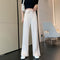 Img 6 - Summer Thin Women Ice Silk Long Pants Korean High Waist Loose Slim Look Splitted Straight Wide Leg Casual