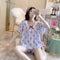 Img 3 - Silk Pajamas Women Summer Thin Short Sleeve Pants Sets Sweet Look Lace Princess Loungewear