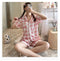 IMG 102 of Summer Pajamas Women Cardigan Short Sleeve Shorts Silk Loose Replica Loungewear Sets Sleepwear