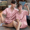 Couple Pajamas Summer Women Silk Men Casual Plus Size Short Sleeve Thin Loungewear Two-Piece Sets Sleepwear