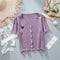 Butterfly Embroidery High Waist Tops Short Sleeve Summer Slim Look Sweater Matching Cardigan Thin Women Outerwear