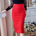 Img 4 - Korean High Waist Slim Look Side Splitted Hip Flattering Mid-Length Skirt