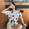 Sets Korean Adorable Loungewear Women Loose Thin Summer Short Sleeve T-Shirt Shorts Pajamas Sleepwear