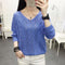 Img 9 - Thin See Through  Long Sleeved Short V-Neck Women Loose Tops Sweater
