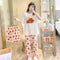 Pajamas Three-Piece Women Summer Sets Loose Short Sleeve Shorts Long Pants Plus Size Cartoon Korean Loungewear Sleepwear