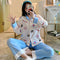 Popular Streaming Pajamas Women Lapel Cotton Long Sleeved Trendy Western Cardigan Loungewear Sets Sleepwear