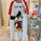 Cotton Pyjamas Donald Duck Pajamas Women Summer Thin Short Sleeve Mid-Length Cartoon Popular Plus Size Student Loungewear Sleepwear