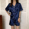 M-XLPlus Size Plus Summer Short Sleeve Silk Solid Colored Cardigan Lapel Replica Loungewear Sets Sleepwear