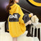 Cotton Japanese Vintage Hooded Sweatshirt Women Color-Matching Alphabets INS Tops Outerwear