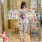 Pajamas Women Summer Short Sleeve Long Pants Three-Piece Plus Size Korean Cartoon Shorts Sweet Look Adorable Loungewear Sleepwear