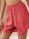 Img 6 - Europe Popular Solid Colored Fold Casual Elastic Waist Shorts Women