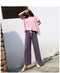 IMG 114 of Loungewear Women Modal Two-Piece Sets Outdoor Loose Casual T-Shirt Wide Leg Pants Popular Color-Matching Pants