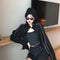 IMG 111 of Black Reflective Short Sexy Sweatshirt Women Batwing Sleeve Long Sleeved Tops Jacket ins Outerwear