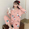 Img 2 - Popular Streaming Pajamas Women Lapel Cotton Long Sleeved Trendy Western Cardigan Loungewear Sets