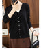 IMG 113 of Multicolor Sweater Cardigan Women Short Loose Plus Size Long Sleeved Thin V-Neck Knitted Outerwear