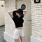 IMG 117 of Black Pants Summer Korean High Waist Denim Pants Women Slim Look Tall Look Fitted Straight Shorts