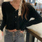 IMG 104 of chicShort Sweater Thin Solid Colored Bare Belly Tops Women Trendy Cardigan Outerwear