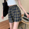 IMG 103 of High Waist Wide Leg Shorts Women Loose Outdoor Korean Summer Plaid Student Vintage Chequered Casual Pants Hot Shorts