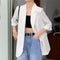 IMG 142 of Blazer Women Summer Korean Casual All-Matching Thin Elegant Loose Three-Quarter Length Sleeves Popular Suit Outerwear