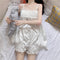 Img 2 - Summer Korean Pajamas Women Sweet Look Princess Adorable Teens Fairy-Look Strap Pyjamas Pumpkin Pants Sets