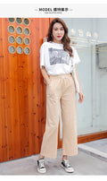 IMG 115 of Cotton Blend Wide Leg Pants Women Summer Thin All-Matching Straight Jeans High Waist Drape Plus Size Casual Pants