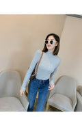IMG 144 of Korean Office Slim Look Solid Colored Under Stand Collar Sweater Women Outerwear