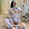 IMG 167 of Popular Streaming Pajamas Women Lapel Cotton Long Sleeved Trendy Western Cardigan Loungewear Sets Sleepwear