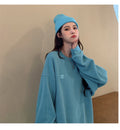 IMG 116 of Blue oversizeSweatshirt Women Loose bfLazy insLong Sleeved Tops Thin Outerwear