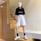 IMG 128 of Summer High Waist Slim Look Casual Pants Women Bermuda Shorts Loose Drawstring White ins Shorts