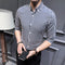 Img 3 - Striped Shirt Men Three-Quarter Length Sleeves Short Sleeve Korean Handsome Trendy Slim Look Summer Casual Men Shirt